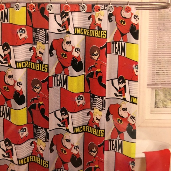 Shower Curtain & Hook Set INCREDIBLES - Picture 1 of 7